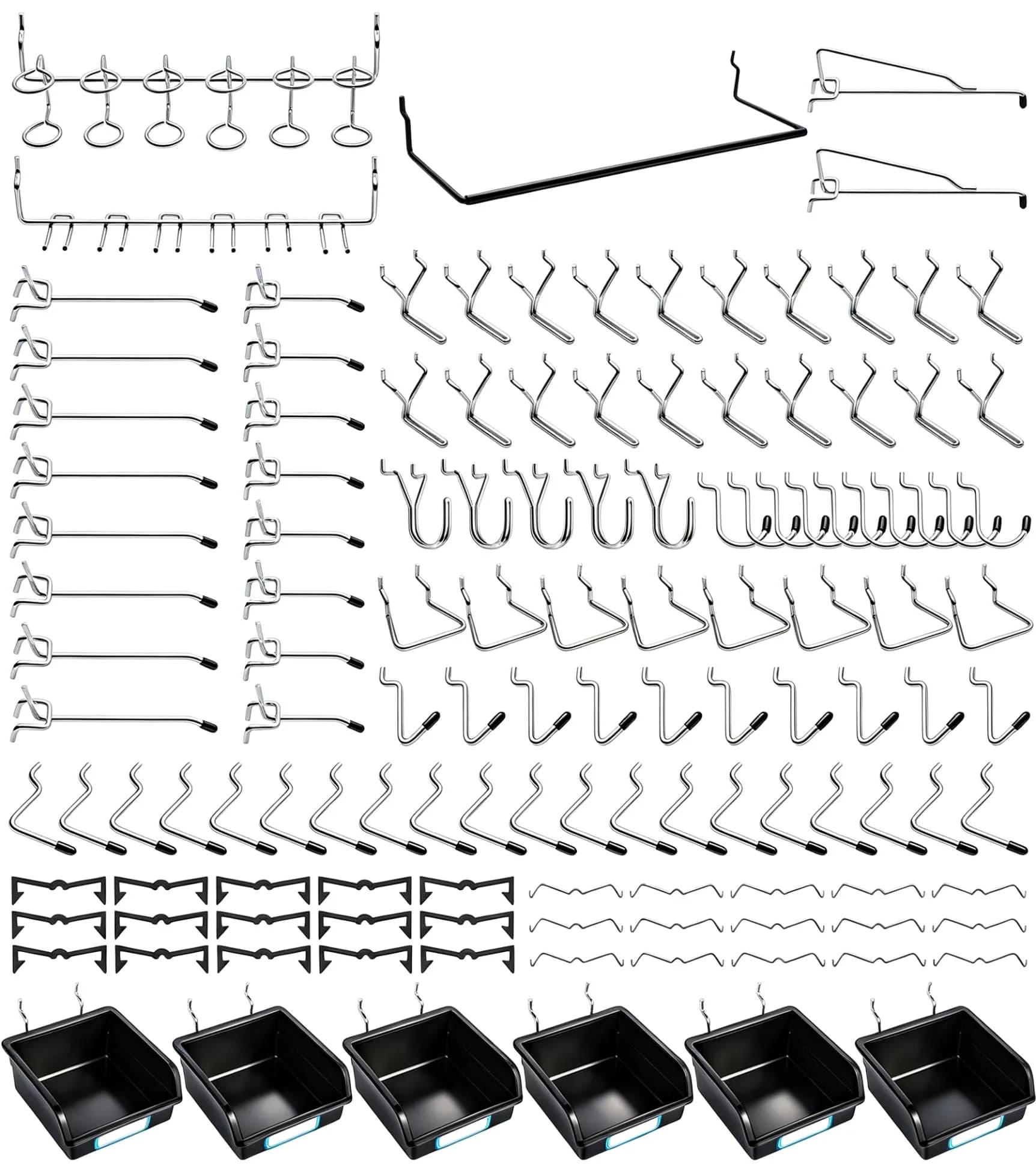 FRIMOONY 188-Piece Pegboard Hook and Accessory Set with Bins and Locks | 1.56 kg (3.44 lb)