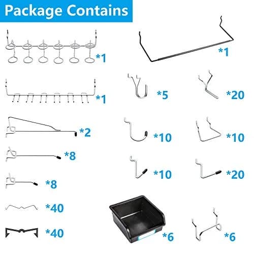 FRIMOONY 188-Piece Pegboard Hook and Accessory Set with Bins and Locks | 1.56 kg (3.44 lb) thumbnail 2