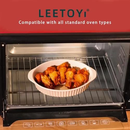 LEETOYI Porcelain Small Oval Au Gratin Pans, Baking Dish Set for 1 or 2 person servings, Bakeware with Double Handle for Kitchen and Home, Set of 2 (White) | Oven & Microwave Safe thumbnail 5