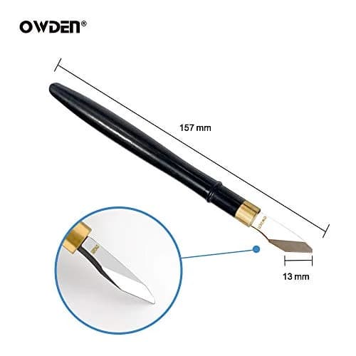 OWDEN Precision Leather Carving and Cutting Knife | Alloy Steel Blade, Ebony Handle | 157mm (6.18in) thumbnail 2