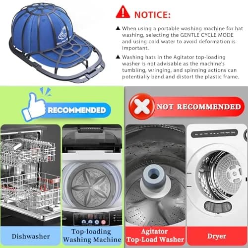 Eiito Hat Washer for Washing Machine, 2 Pack Hats Cleaner | Durable, Fits Adult & Kids Hats, Dishwasher & Portable Use thumbnail 6