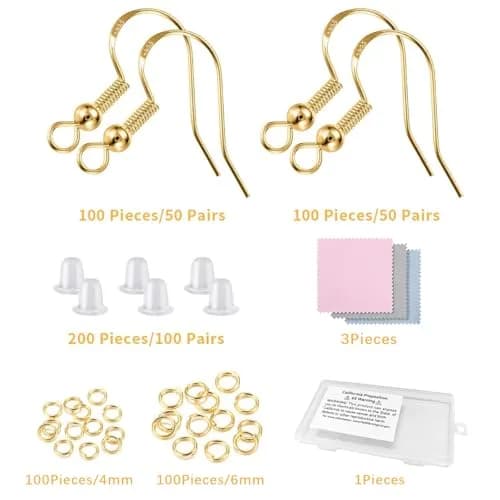 Lhedon 925 Sterling Silver Earring Hooks 200 PCS | Hypoallergenic Jewelry Making Kit with Jump Rings & Backs thumbnail 2