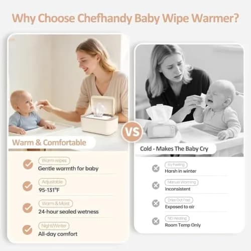 Chefhandy Yellow Baby Wipe Warmer with Surround Heating & 3 Heat Settings | Large Capacity for 100 Wipes thumbnail 3