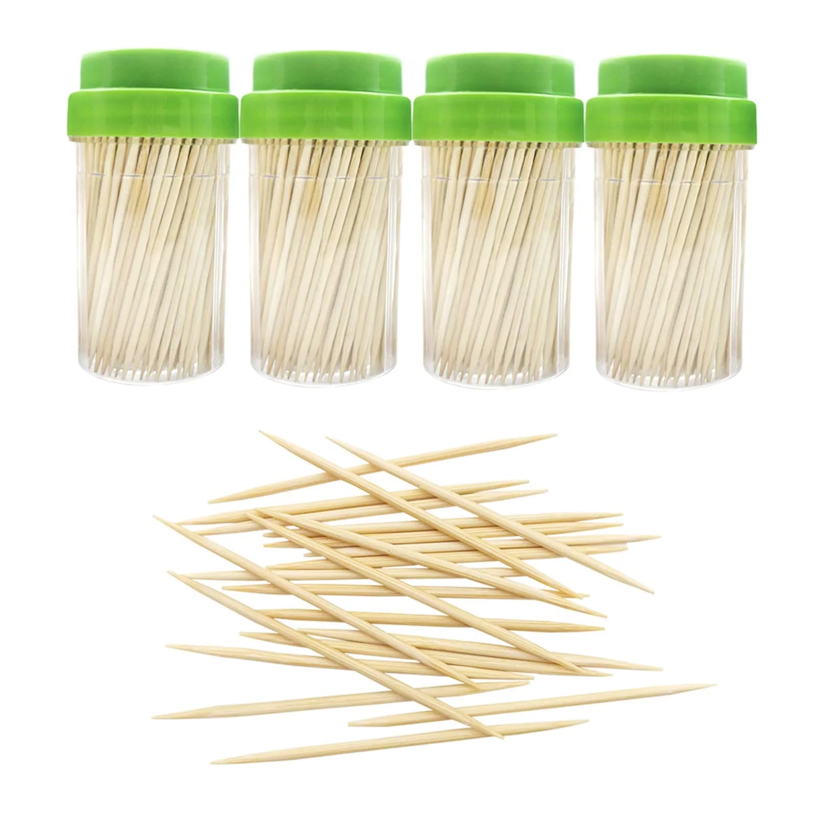 BLUE TOP Bamboo Toothpicks 1000 PCS in 4 Bottles | Eco-Friendly Natural Bamboo, Sturdy & Smooth - main product image