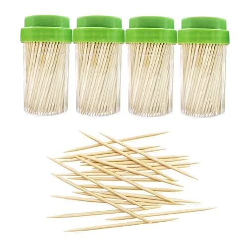BLUE TOP Bamboo Toothpicks 1000 PCS in 4 Bottles | Eco-Friendly Natural Bamboo, Sturdy & Smooth thumbnail 1