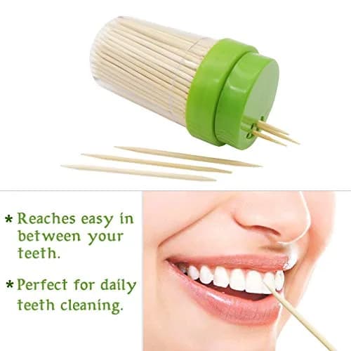 BLUE TOP Bamboo Toothpicks 1000 PCS in 4 Bottles | Eco-Friendly Natural Bamboo, Sturdy & Smooth thumbnail 3