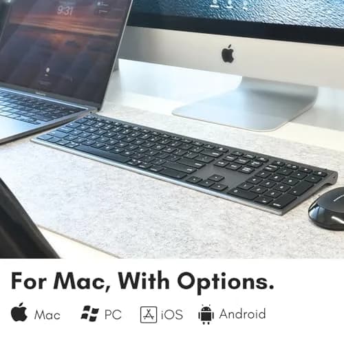 Macally ACEBTKEYSG Wireless Bluetooth Keyboard for Mac - 110 Keys, 20 Shortcuts, Numeric Keypad, Space Gray thumbnail 2