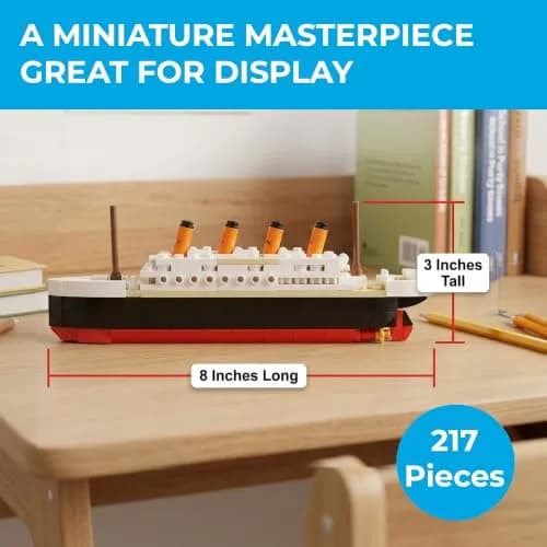 Brick Loot Titanic Building Set, 217-Pcs Historic Ocean Liner Brick Display | STEM Learning Toy for Kids & Adults thumbnail 5