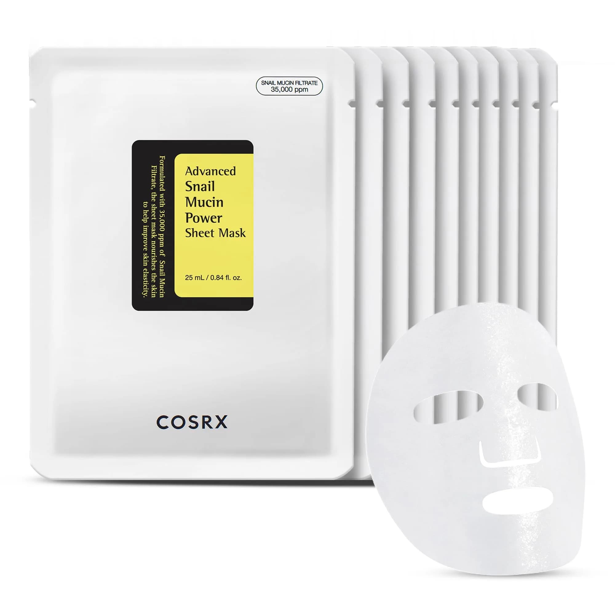 COSRX Snail Mucin Sheet Mask 10 EA with Snail Mucin Serum | Hydrating & Nourishing - main product image