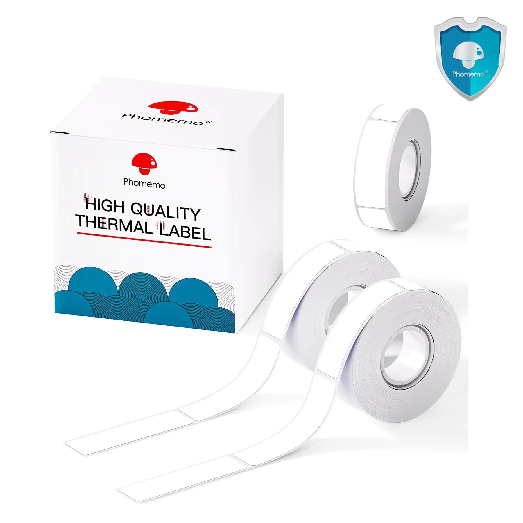Phomemo Labels, D30 Label Tape, Continuous Labels 0.59" (15mm) x 19.69ft | Waterproof, No Ink Needed — White / 12x40mm