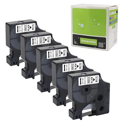 LabelPros Compatible Dymo D1 Label Tape 45013 12mm x 7m Black on White (6 Refills) | Laminated & Durable for LabelManager thumbnail 1