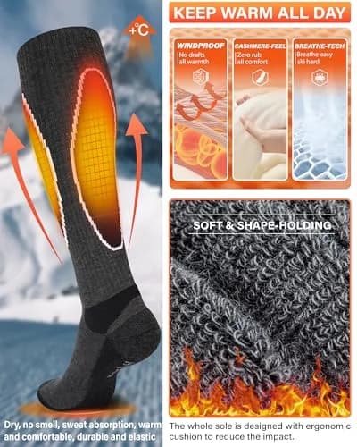 Hylaea Merino Wool Ski Socks Over the Calf | Thermal, Moisture-Wicking & Knee-High (120 chars) thumbnail 4