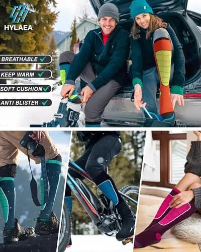 Hylaea Merino Wool Ski Socks Over the Calf | Thermal, Moisture-Wicking & Knee-High (120 chars) thumbnail 2