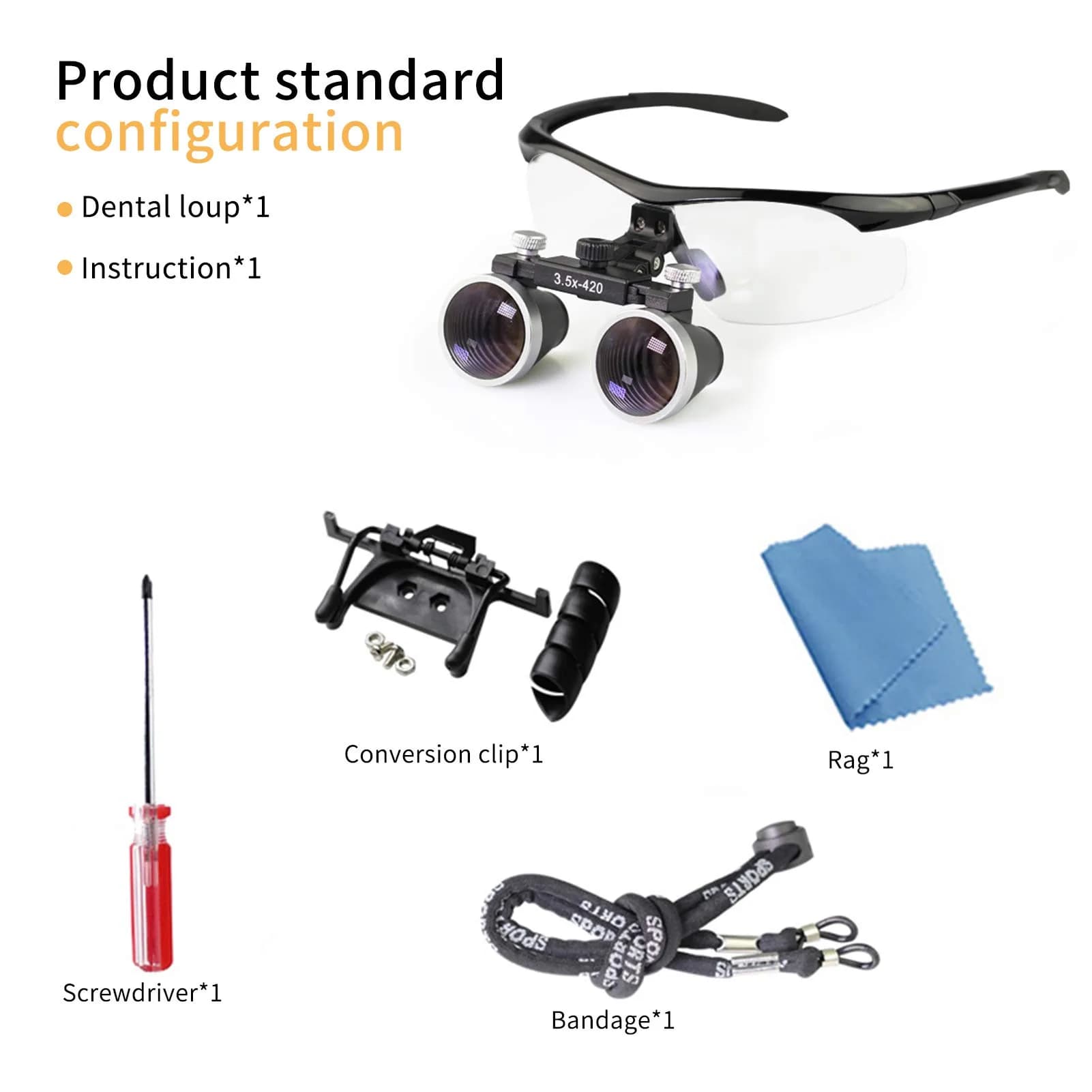 Dentasop Dental Binocular Loupes 3.5x Magnification with 420mm Working Distance | Black — Red