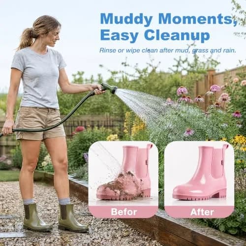 planone Black Chelsea Rain Boots for Women | Waterproof Ankle Height with Non-Slip Sole thumbnail 8