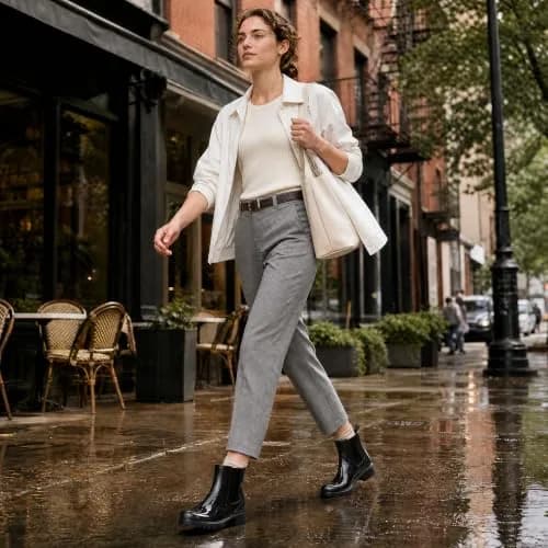 planone Black Chelsea Rain Boots for Women | Waterproof Ankle Height with Non-Slip Sole thumbnail 2