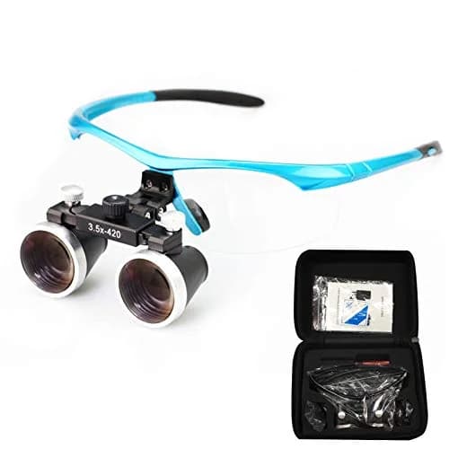 Dentasop Blue Dental Binocular Loupes 3.5x Magnification, 420mm Working Distance | Professional Dental Loupes for Students & Dentists thumbnail 1
