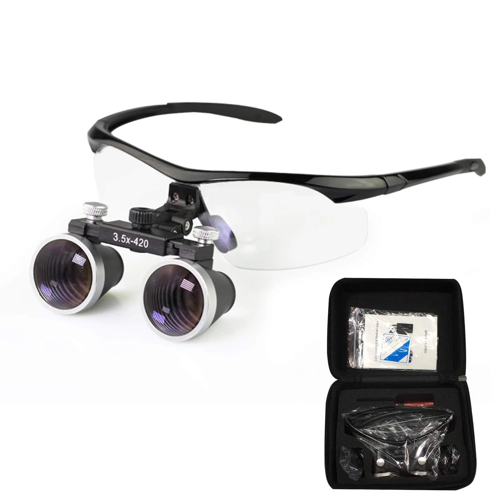 Dentasop Dental Binocular Loupes 3.5x Magnification with 420mm Working Distance | Black - main product image