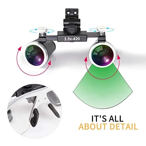 Dentasop Dental Binocular Loupes 3.5x Magnification with 420mm Working Distance | Black thumbnail 3