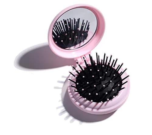 AKOAK Pink Folding Massage Comb with Mirror & Airbag Cushion, 6.5cm | Detangles & Massages Scalp thumbnail 1