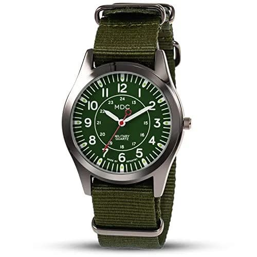 Infantry MDC Mens Military Field Watch 40mm Green Dial Olive Nylon Strap | Japanese Quartz Movement thumbnail 1