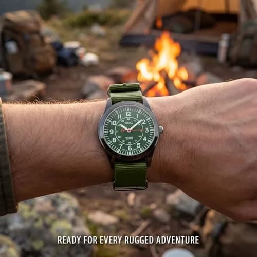 Infantry MDC Mens Military Field Watch 40mm Green Dial Olive Nylon Strap | Japanese Quartz Movement thumbnail 3