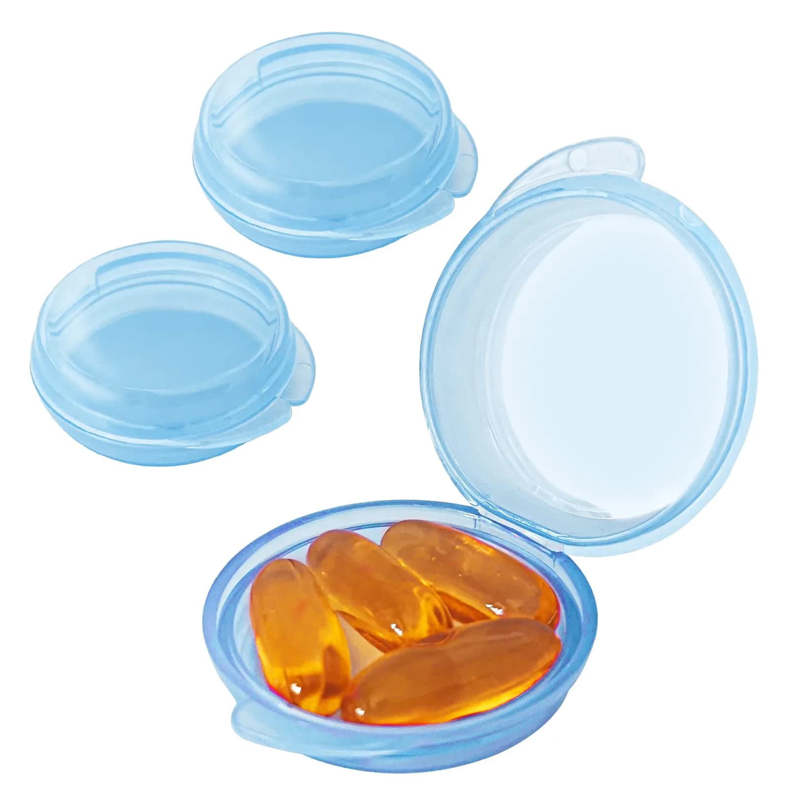 UHOUSE Small Pill Box (6 PCS, 4cm Diameter) | Portable Medicine Storage Container — Blue