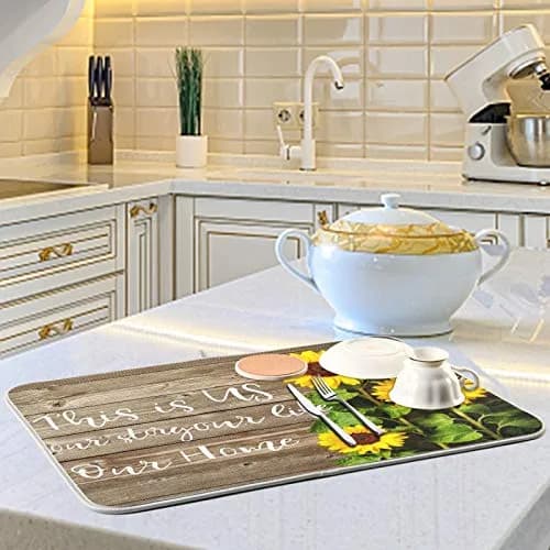 Emelivor Absorbent Dish Drying Mat 40.64cm x 45.72cm (16x18 Inch) | Reversible Kitchen Counter Decor thumbnail 6