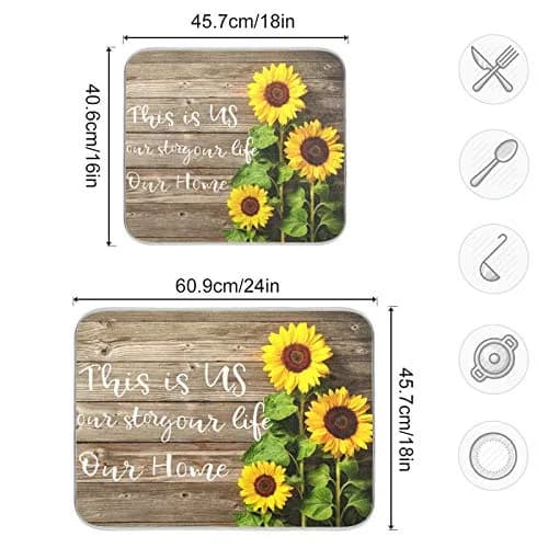 Emelivor Absorbent Dish Drying Mat 40.64cm x 45.72cm (16x18 Inch) | Reversible Kitchen Counter Decor thumbnail 3