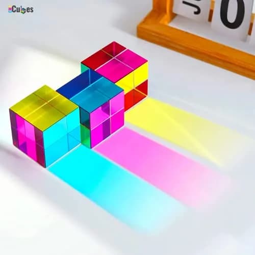 CMY Cubes Original 50mm Cyan Magenta Yellow Cube | Optical Color Mixing for Ages 15+, Educational, Physics Desk Object thumbnail 2