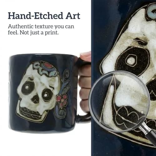 Stoneware Mara Day of the Dead Sugar Skull Mug 16oz | Handcrafted Ceramic Art thumbnail 5