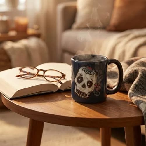 Stoneware Mara Day of the Dead Sugar Skull Mug 16oz | Handcrafted Ceramic Art thumbnail 7