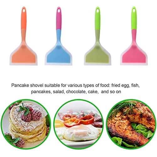 Goeielewe Omelette Spatula 10-Inch Silicone Pancakes Shovel Durable Heat-Resistant Wide Spatula Turner Nonstick Fried Shovel for Eggs Crepes Brownies Fish Pizza (Blue) thumbnail 3