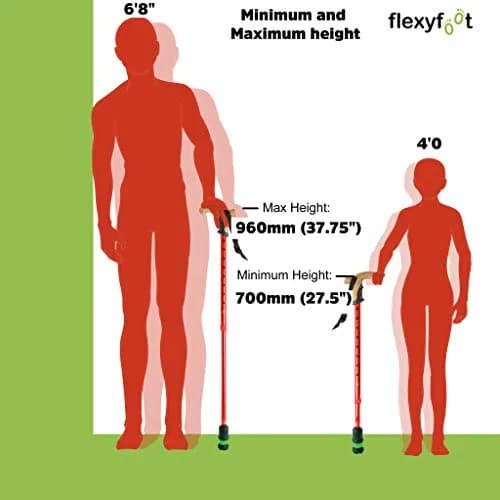 Flexyfoot Shock Absorbing Cork Handle Walking Stick – Improved Comfort, Grip & Safety, Height Adjustable, Orange thumbnail 9