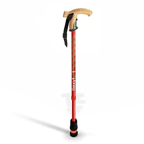 Flexyfoot Shock Absorbing Cork Handle Walking Stick – Improved Comfort, Grip & Safety, Height Adjustable, Orange thumbnail 3
