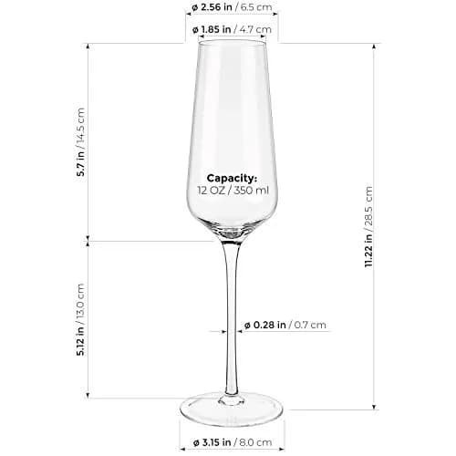 LUXBE Champagne Crystal Flutes Glasses Set of 4 | Elegant Hand Blown Sparkling Wine Glasses, 12oz / 350ml thumbnail 4