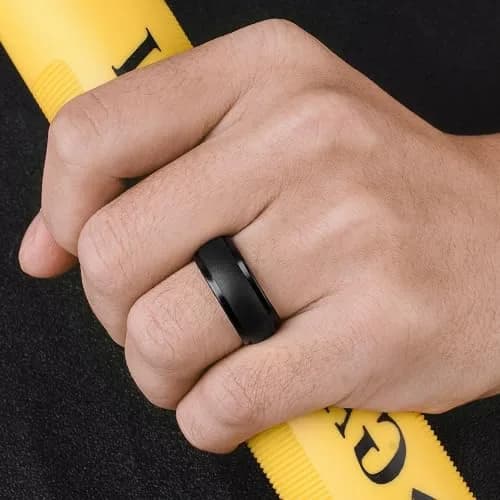 Egnaro Men's Silicone Wedding Ring Set Size 8 (10mm Wide, 2.5mm Thick) | Breathable Inner Arcs for Active Lifestyles thumbnail 2