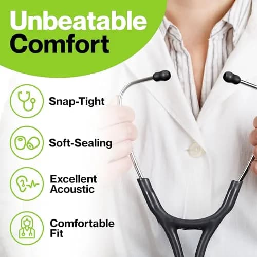 Durabasics Black Stethoscope Ear Tips Set (Small & Medium) | Compatible with Littmann Classic III & Cardiology Models thumbnail 6