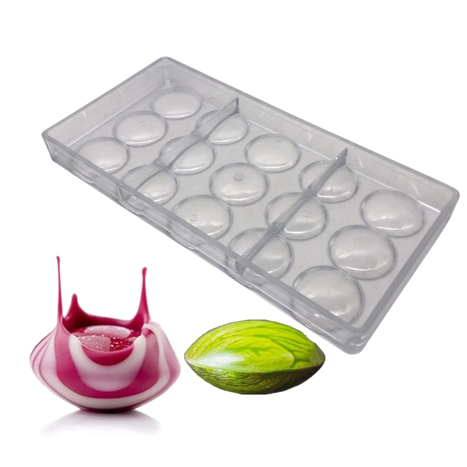 Goldbaking Oblate Chocolate Mold Volcanic Polycarbonate 27.5cm x 13.5cm | Impact-Resistant Candy Form - main product image