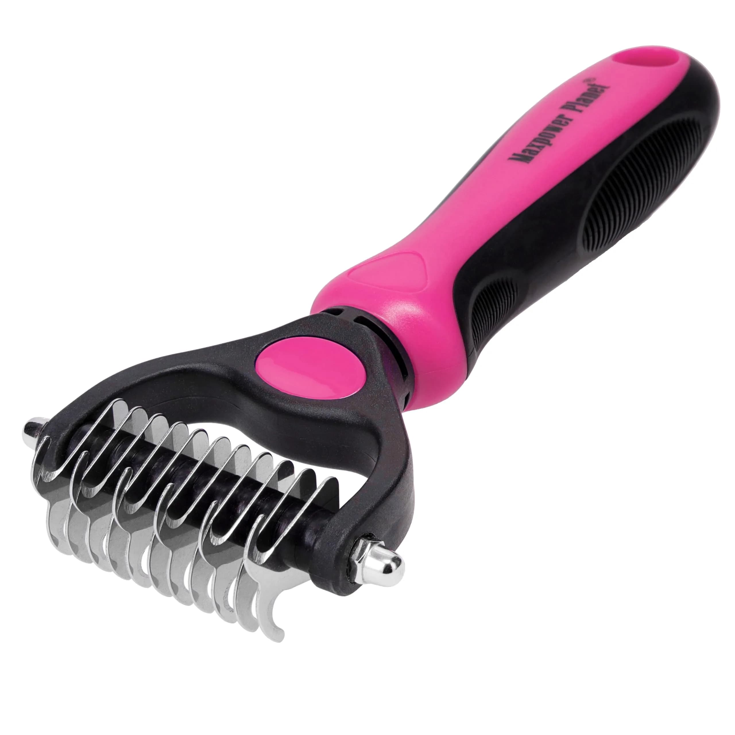 Maxpower Planet Pet Grooming Brush - Dual Sided Undercoat Rake for Dogs & Cats, Pink Small | Reduces Shedding by 95% — Pink
