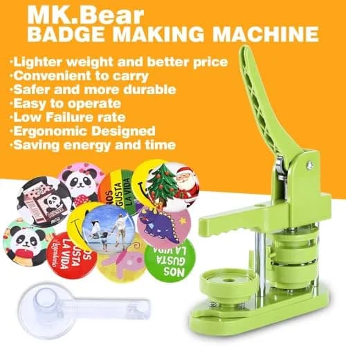 MK.Bear Button Maker Machine 58mm | DIY Badge Pin Maker with Supplies & Circle Cutter thumbnail 9