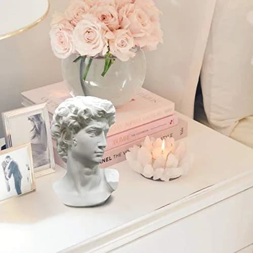 Banhey Greek Statue of David - Head Bust for Mythology and Roman Home Decor | 6-inch White Resin Bust thumbnail 6