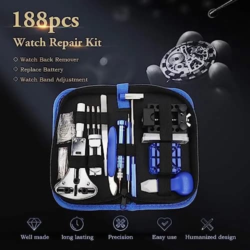 OneBom Watch Repair Kit Tool Set 188pcs | Professional Watch Band Link Opener Case Back Remover thumbnail 3