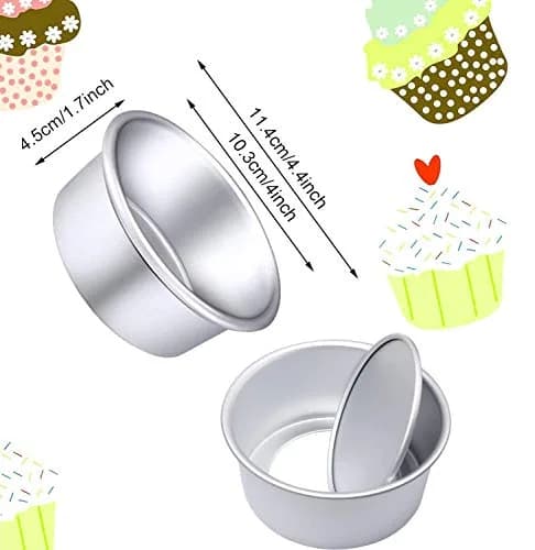 Slafa 4 Inch Mini Cake Pan Set 8 PCS Round Stainless Steel | Non-stick Baking for Home Party Supplies thumbnail 2