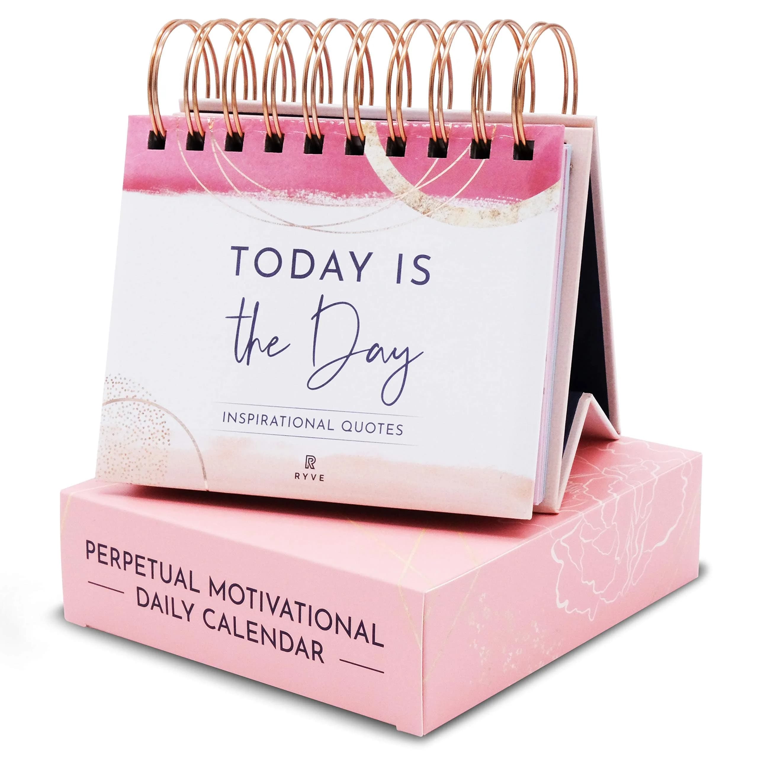 RYVE Positive Affirmations Calendar, Quotes & Reflections, Daily Desk Calendar | Motivational Desk Decor — Pink - Motivational