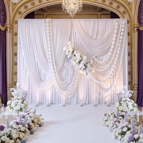 NSSONBEN 10x10 ft Wrinkle Free White Backdrop Curtains for Parties, Polyester Photo Backdrop Drapes 2 Panels 5x10ft for Wedding Birthday Party Photography Background Indoor Outdoor thumbnail 3