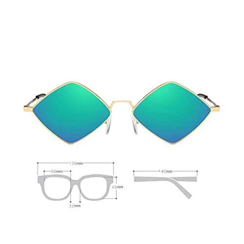 ENTHYI Diamond Shape Sunglasses for Men/Women Metal Quadrilateral Frame Shades UV Protection (Green) | Polarized thumbnail 4
