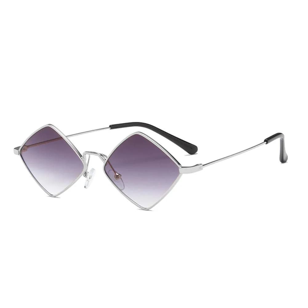 ENTHYI Diamond Shape Sunglasses for Men/Women Metal Quadrilateral Frame Shades UV Protection (Green) | Polarized — Black/Silver