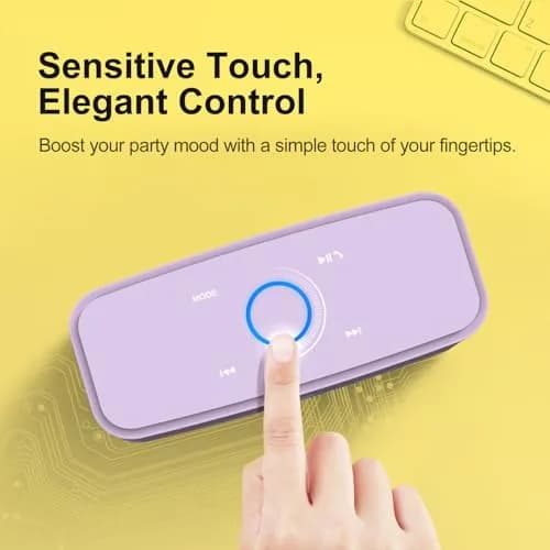DOSS SoundBox Touch Portable Wireless Bluetooth Speaker with 12W HD Sound & Rich Bass, Purple | 20-Hour Playtime thumbnail 3