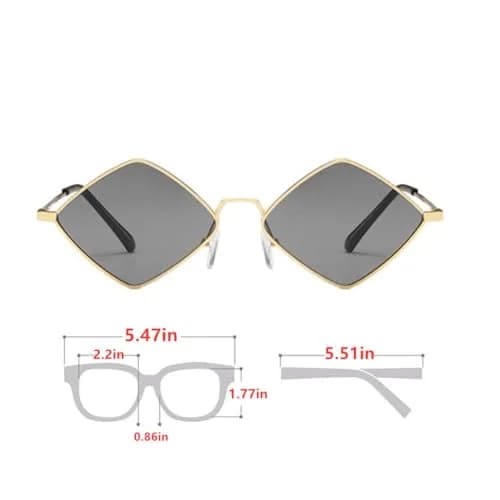 ENTHYI Diamond Shape Sunglasses for Men & Women | UV400 Protection, Metal Frame, Black thumbnail 5